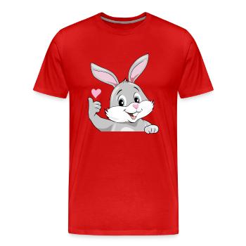 Lapin souriant - T-shirt bio Premium Homme - rouge - Devant - Damien (186cm)