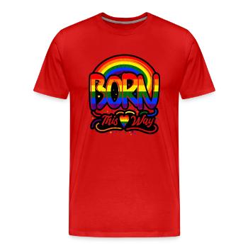 Born This Way Celebrate Pride & Equality - Men's Premium Organic T-Shirt - red - Front - Damien (186cm)