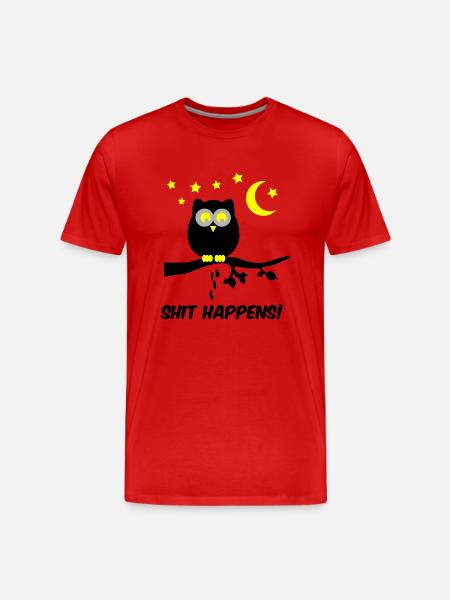 Owl Shit Happens 02 - Men's Premium Organic T-Shirt - red