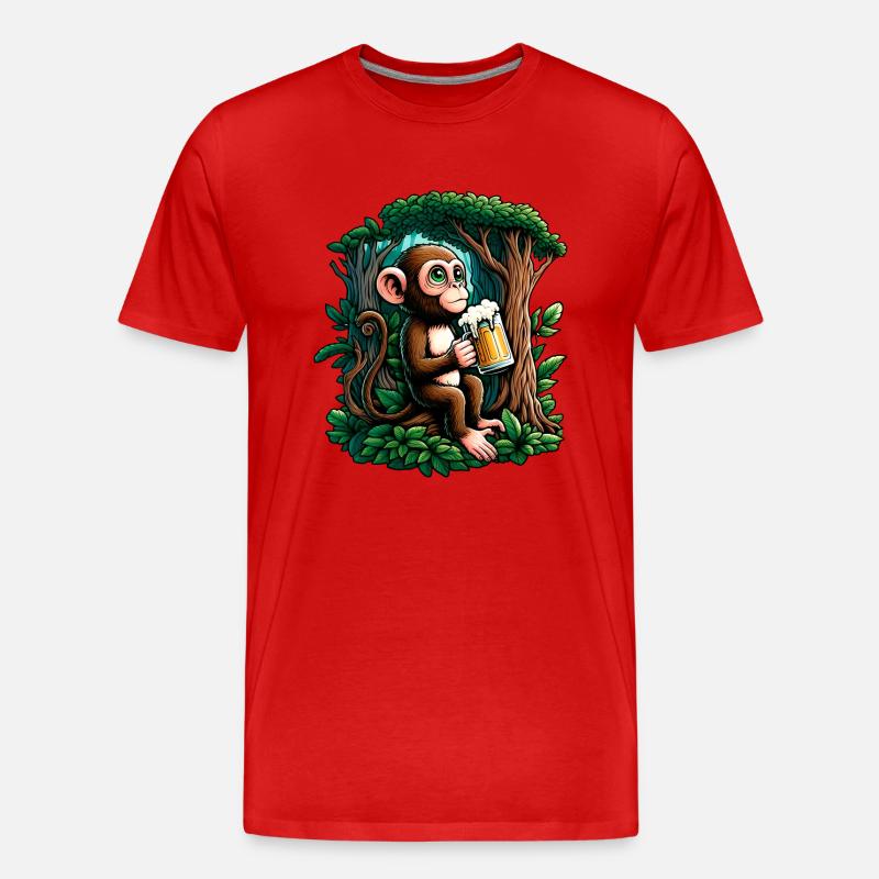 Lässiger Bieraffe - Männer Premium Bio T-Shirt - Rot