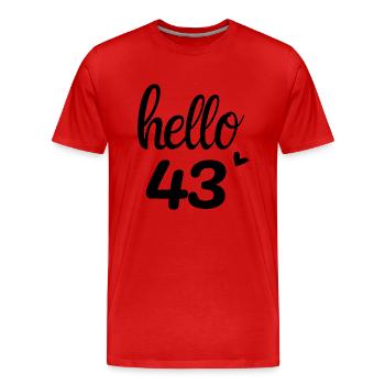 Hello 43 - T-shirt bio Premium Homme - rouge - Devant - Damien (186cm)