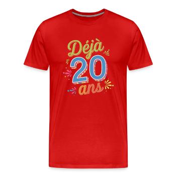 Déjà 20 ans - T-shirt bio Premium Homme - rouge - Devant - Damien (186cm)