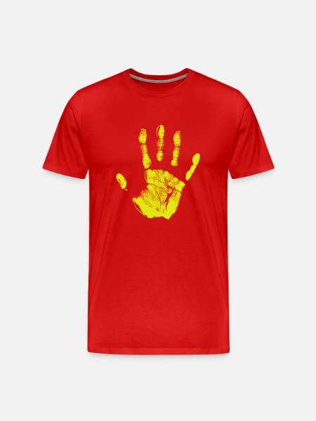 Håndaftryk, malede identitet, fingre og håndflade - Herre Premium T-shirt økologisk - rød