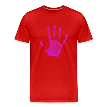 Handabdruck bemalte Identität Finger und Handfläche - Männer Premium Bio T-Shirt - Rot - Vorne - Damien (186cm)