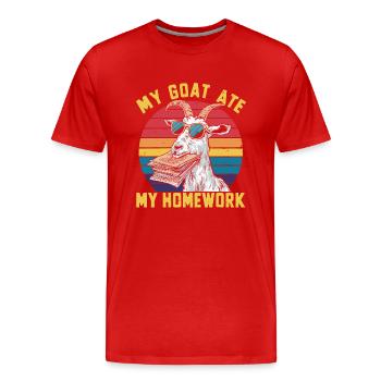 Ma chèvre a mangé mes devoirs - T-shirt bio Premium Homme - rouge - Devant - Damien (186cm)