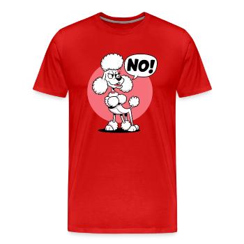 Caniche disant "Non ! - T-shirt bio Premium Homme - rouge - Devant - Damien (186cm)