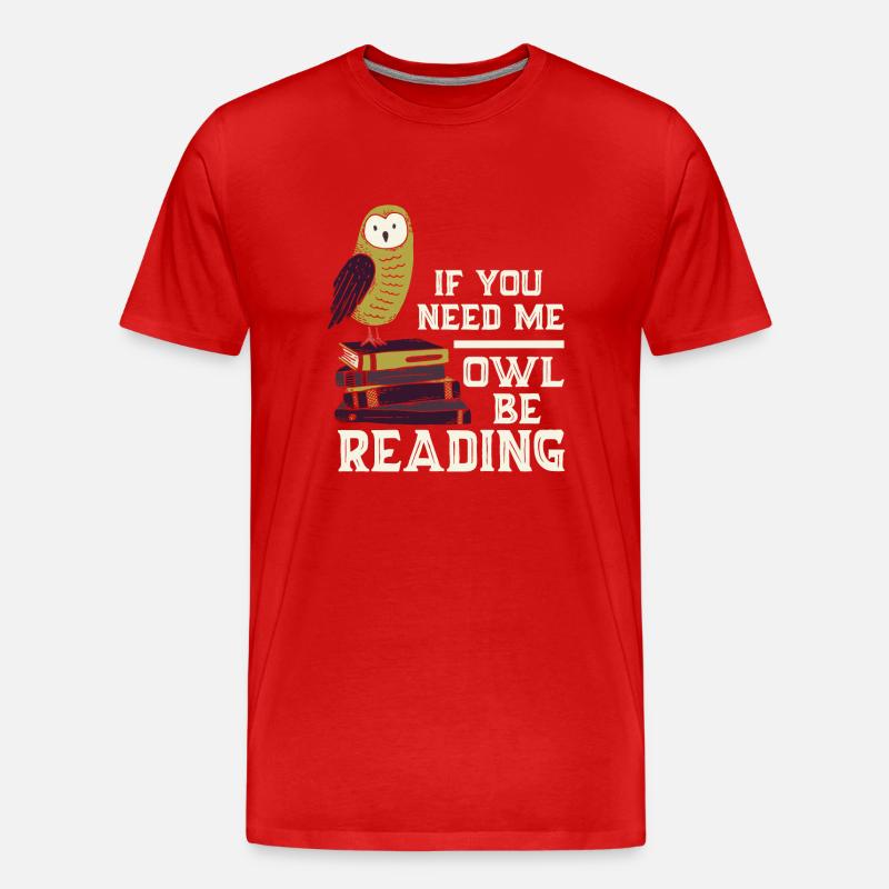 Eule Lesen Bücher Lustiger Spruch - Männer Premium Bio T-Shirt - Rot