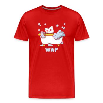 Joli motif de chat dans la baignoire - T-shirt bio Premium Homme - rouge - Devant - Damien (186cm)