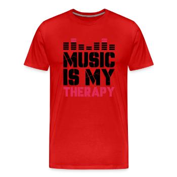 music is my therapy - Männer Premium Bio T-Shirt - Rot - Vorne - Damien (186cm)