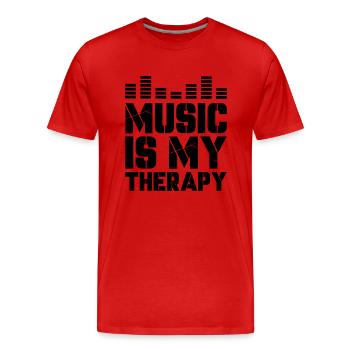 La musique est ma thérapie - T-shirt bio Premium Homme - rouge - Devant - Damien (186cm)
