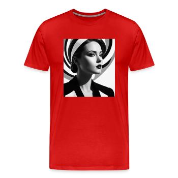 Portrait d’op-art - T-shirt bio Premium Homme - rouge - Devant - Damien (186cm)