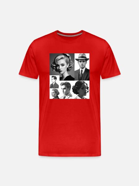 Retro hairstyles and clothes - Men's Premium Organic T-Shirt - red