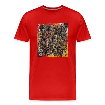 Abstrakt - Männer Premium Bio T-Shirt - Rot - Vorne - Damien (186cm)