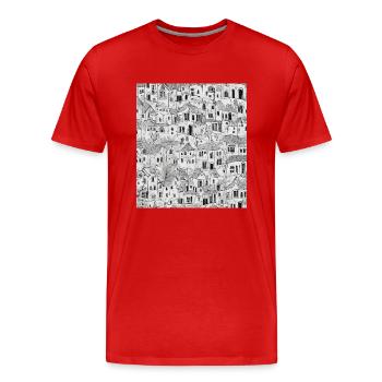 Dessin de la ville - T-shirt bio Premium Homme - rouge - Devant - Damien (186cm)