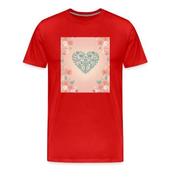 Coeur de fleur - T-shirt bio Premium Homme - rouge - Devant - Damien (186cm)