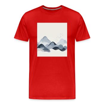 Montagnes abstraites - T-shirt bio Premium Homme - rouge - Devant - Damien (186cm)