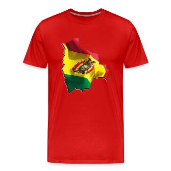 Drapeau de la Bolivie sur la carte de la Bolivie - T-shirt bio Premium Homme - rouge - Devant - Damien (186cm)
