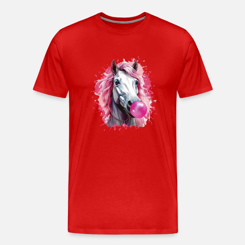 Pferd,Graffiti,illustration,Kaugummi,Blase - Männer Premium Bio T-Shirt - Rot