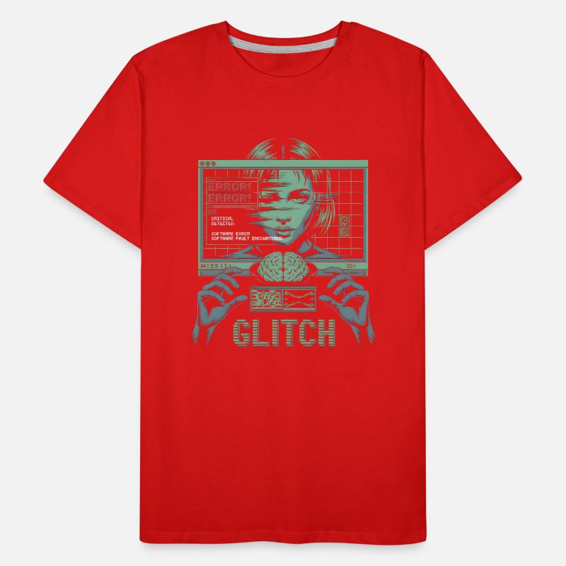 Error Glitch - T-shirt graphique futuriste T-shirt bio Premium Homme