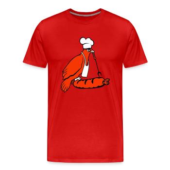 Oiseau griller des saucisses griller délicieusement manger des saucisses - T-shirt bio Premium Homme - rouge - Devant - Damien (186cm)