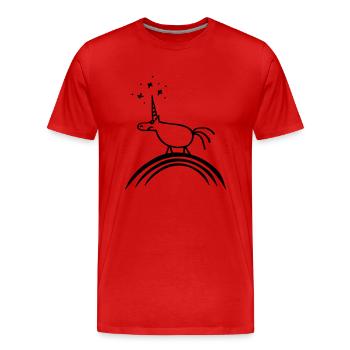 Funny stick figure unicorn unicorn rainbow - Men's Premium Organic T-Shirt - red - Front - Damien (186cm)