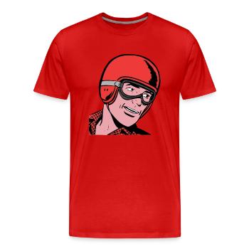 Vintage Driver Comic - Men's Premium Organic T-Shirt - red - Front - Damien (186cm)