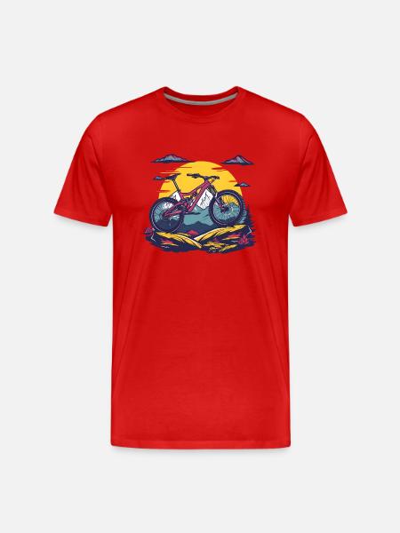 Mountain Biking Portrait - Men's Premium Organic T-Shirt - red