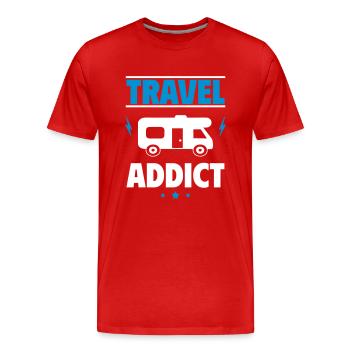 Travel-addicted The world is my playground - Men's Premium Organic T-Shirt - red - Front - Damien (186cm)
