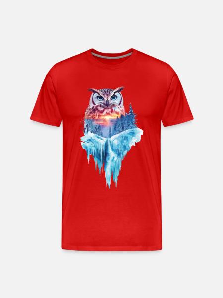Eule - Männer Premium Bio T-Shirt - Rot