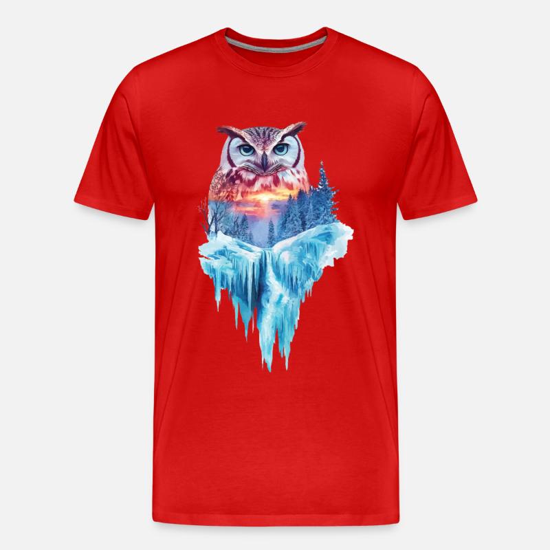 Eule - Männer Premium Bio T-Shirt - Rot