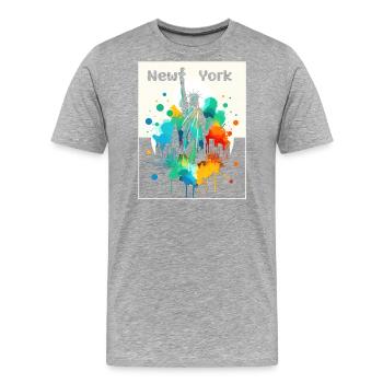 Lebendige Freiheitskunst - Männer Premium Bio T-Shirt - Grau meliert - Vorne - Damien (186cm)