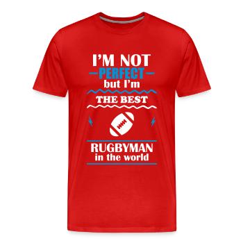 Nicht perfekt, aber der beste Rugbyspieler - Männer Premium Bio T-Shirt - Rot - Vorne - Damien (186cm)