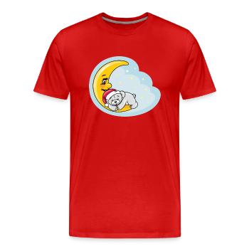 Ours en peluche sur la lune - T-shirt bio Premium Homme - rouge - Devant - Damien (186cm)
