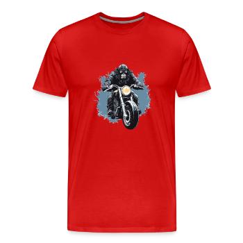 Moto Motard Gorilla - T-shirt bio Premium Homme - rouge - Devant - Damien (186cm)