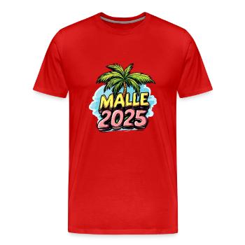 Malle 2025 Mallorca Palme - Männer Premium Bio T-Shirt - Rot - Vorne - Damien (186cm)