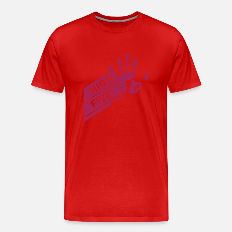 High Five einfarbig - Männer Premium Bio T-Shirt - Rot
