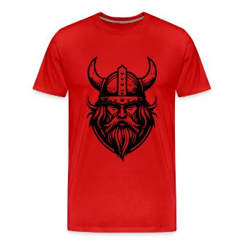 Wikinger Helm Krieger Valhalla - Männer Premium Bio T-Shirt - Rot - Vorne - Damien (186cm)