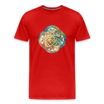Symbole coloré des aquarelles à nœud celtique - T-shirt bio Premium Homme - rouge - Devant - Damien (186cm)