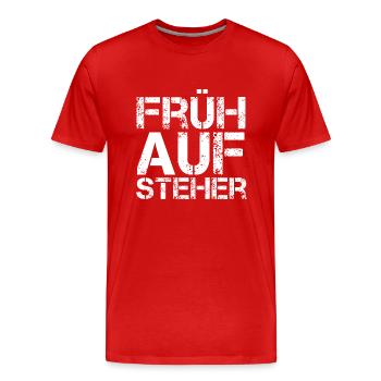 Frühaufsteher - Männer Premium Bio T-Shirt - Rot - Vorne - Damien (186cm)
