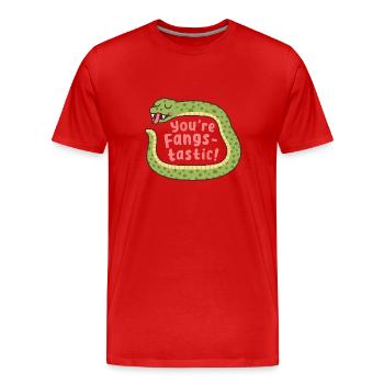 serpent vous êtes fangstastic affirmation positive jeu de mots - T-shirt bio Premium Homme - rouge - Devant - Damien (186cm)