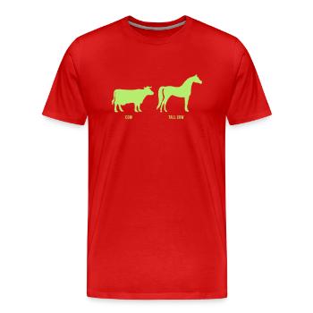 Cow vs Tall Cow - Men's Premium Organic T-Shirt - red - Front - Damien (186cm)