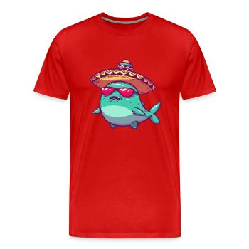 Whale Funny Sombrero - Men's Premium Organic T-Shirt - red - Front - Damien (186cm)
