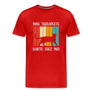 mon thérapeute habite chez moi - T-shirt bio Premium Homme - rouge - Devant - Damien (186cm)