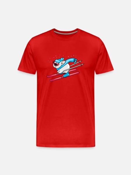 Funny rabbit on skis - Men's Premium Organic T-Shirt - red