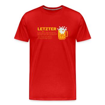 Letzter Männerabend pixel - Männer Premium Bio T-Shirt - Rot - Vorne - Damien (186cm)