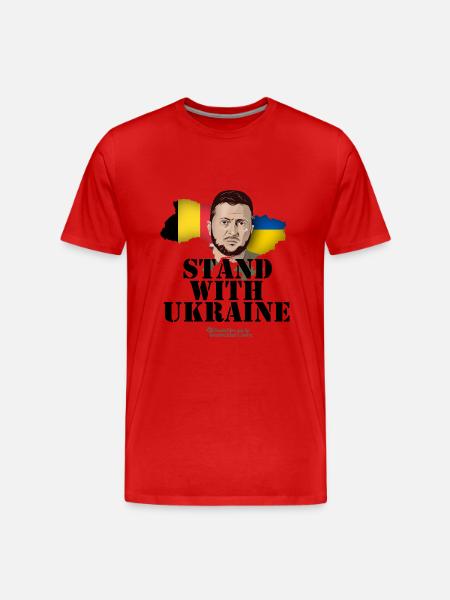 Ukraine Belgium Stand with Ukraine - Men's Premium Organic T-Shirt - red