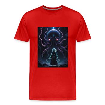 Kraken of the Cosmos - Men's Premium Organic T-Shirt - red - Front - Damien (186cm)