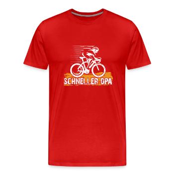 Schneller Opa fährt Mountainbike Rennrad - Männer Premium Bio T-Shirt - Rot - Vorne - Damien (186cm)