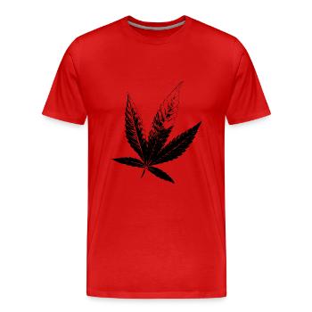 Cannabis Hanf Blatt - Männer Premium Bio T-Shirt - Rot - Vorne - Damien (186cm)