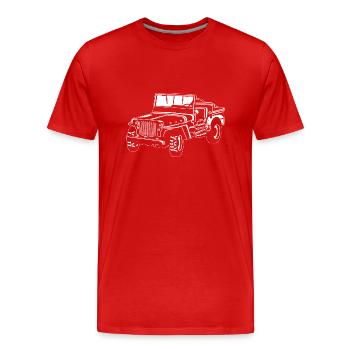 Off-road vehicle / Jeep SUV 02_wei ß - Men's Premium Organic T-Shirt - red - Front - Damien (186cm)